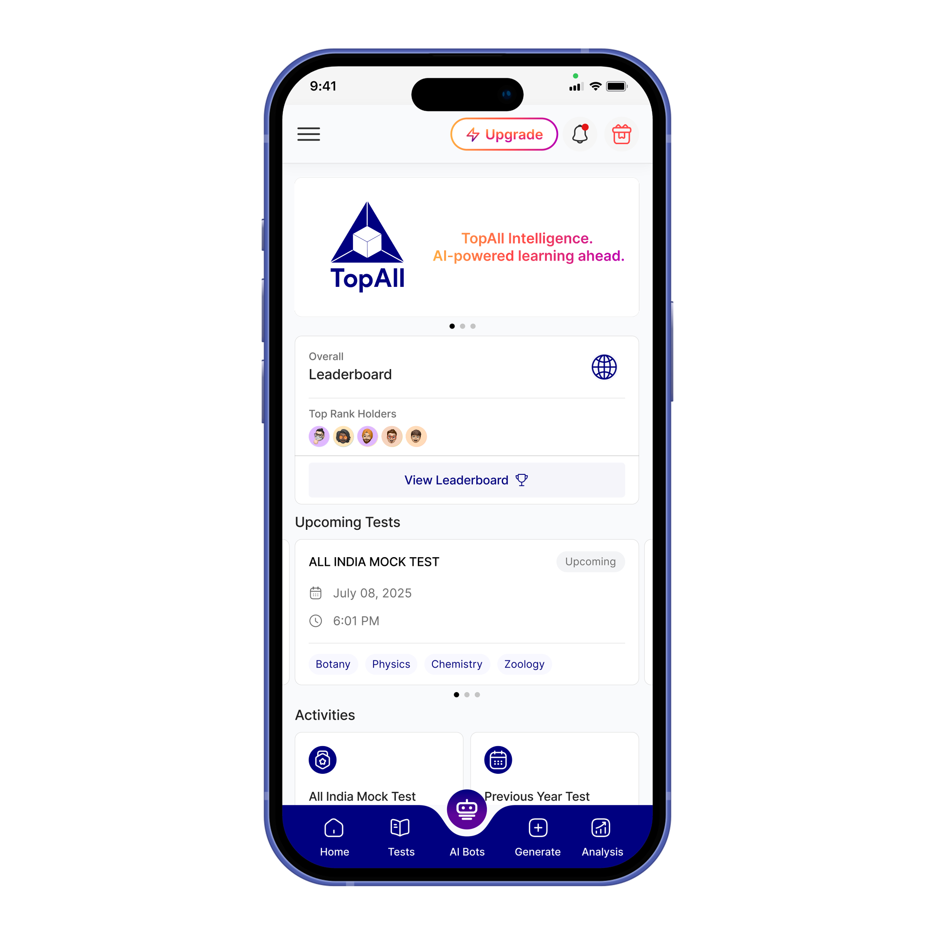 TopAll App Home Screen